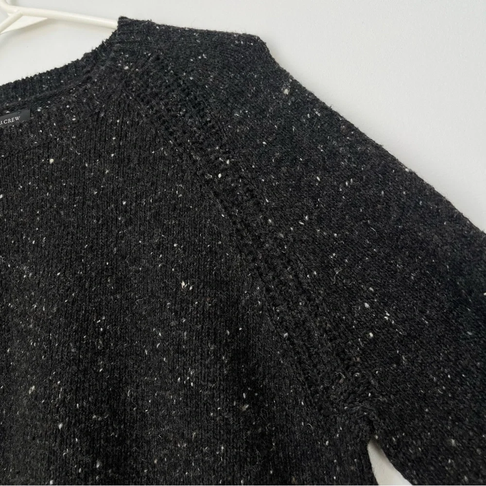 J. Crew Dark Grey Speckled Wool-Blend Crew Neck Sweater Size M
